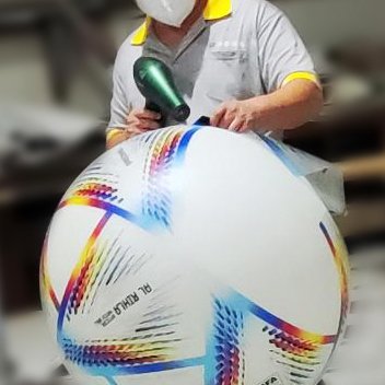 Hand painted 22nd World Cup logo led football lamp in our Colorfuldeco factory workshop 1