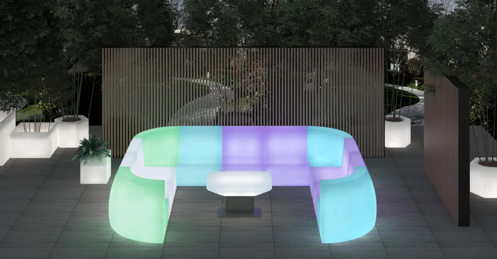 vendita all'ingrosso per mobili da esterno per esterni con divano a LED da matrimonio