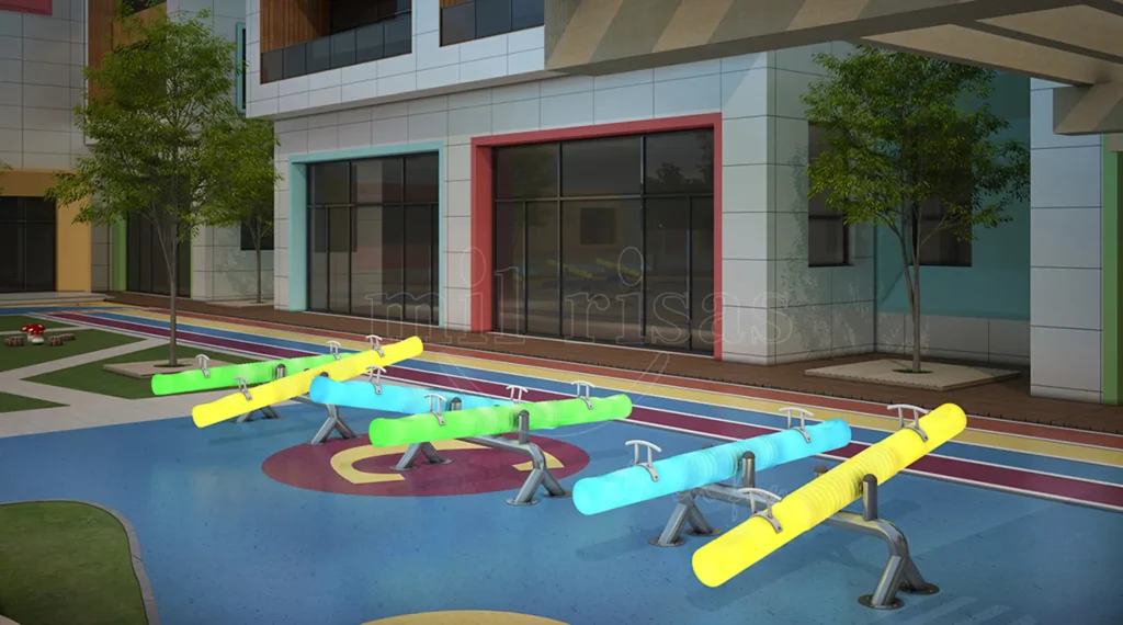 swinging double seesaw LED adds to the social fun of students in school