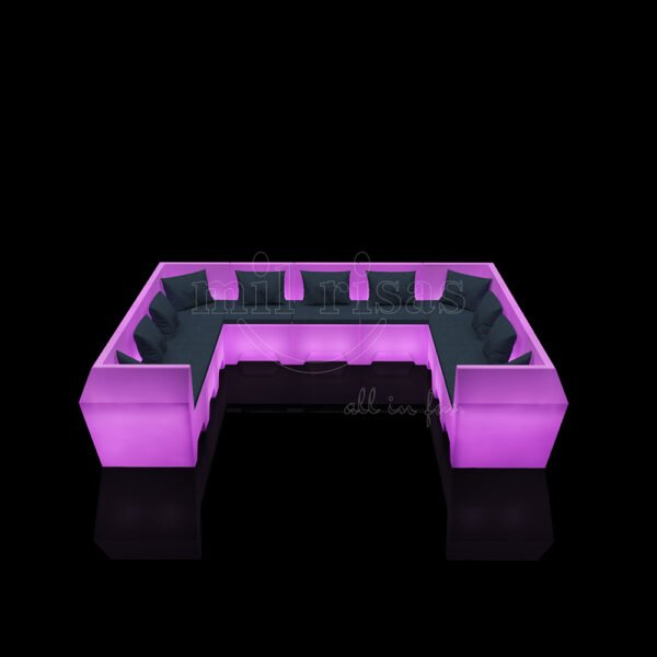 Light Up LED Sectional Couch With Soft Cushion Lumbar Pillow