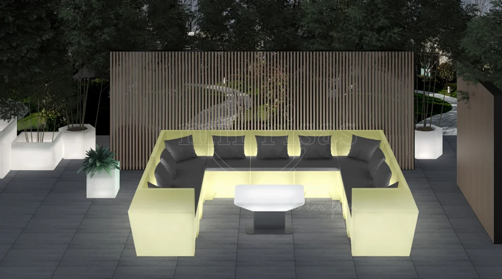 Light Up LED Sectional Couch With Soft Cushion Lumbar Pillow, outdoor patio events Furniture