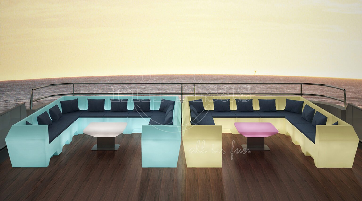 luminous modular sofa led lights for your next corporate private dinner boat party