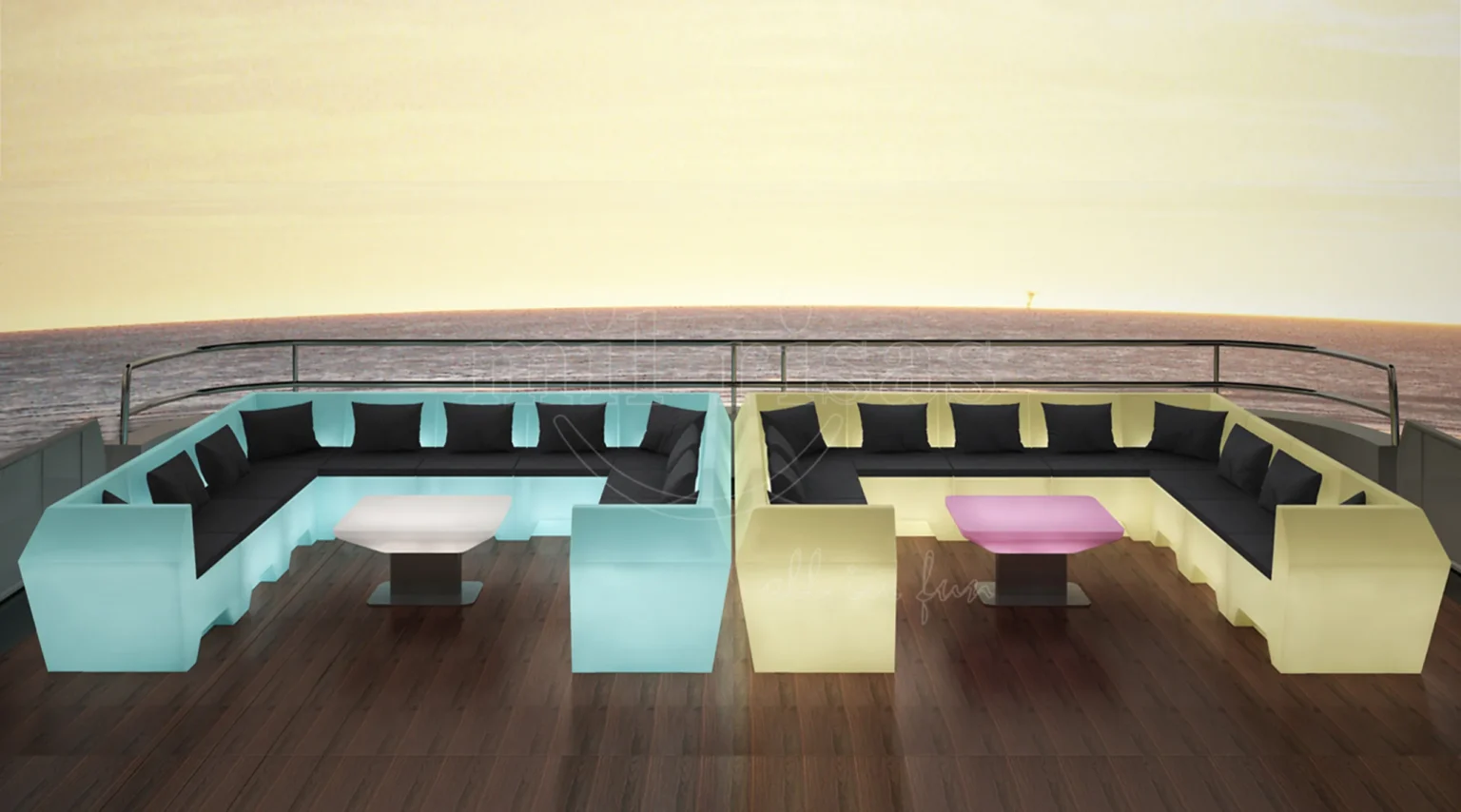 luminous modular sofa led lights for your next corporate private dinner boat party