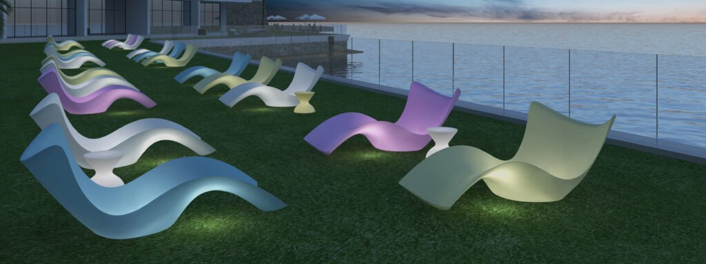 Relaxing LED Beach Lounge Chairs for Your resort Pool Area