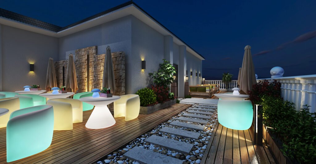 outdoor LED coffee shop furniture