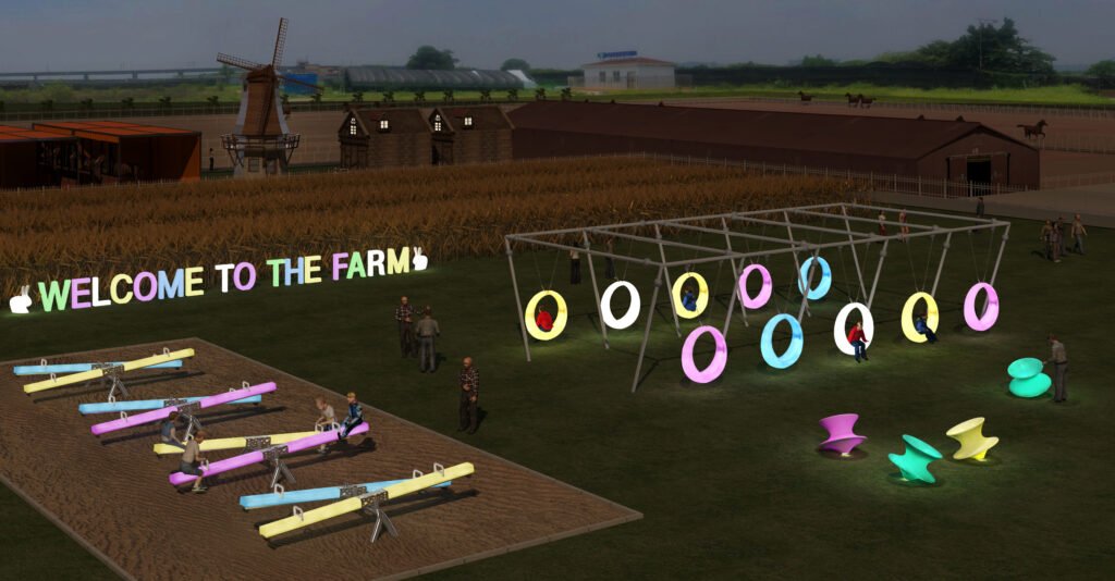 interactive LED glow games and installations in the farm