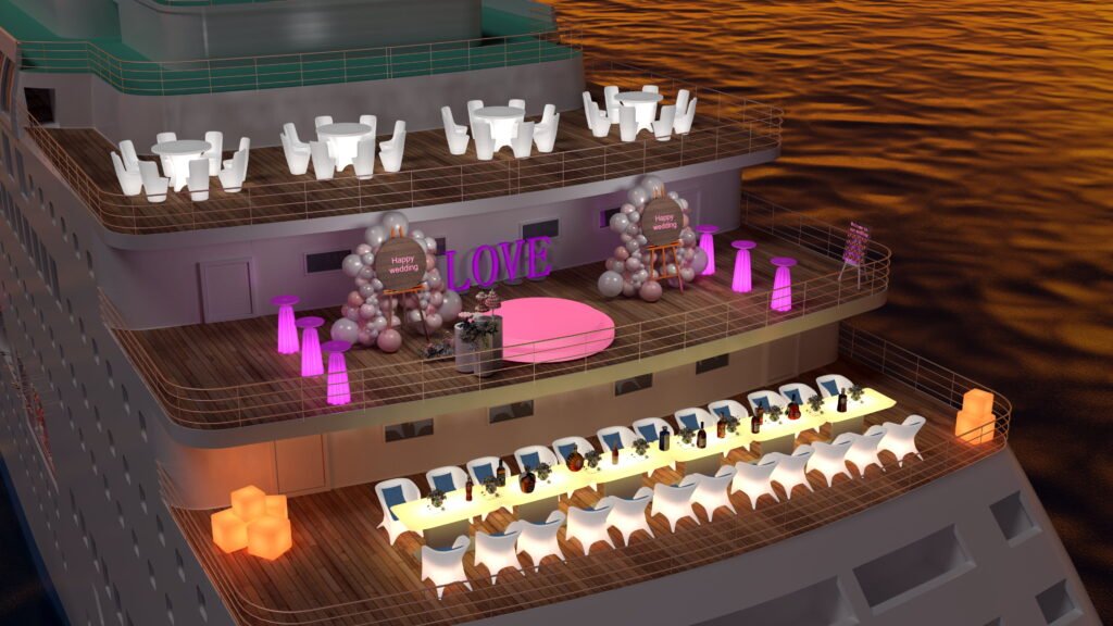 Cruise ship weddings with LED Furniture