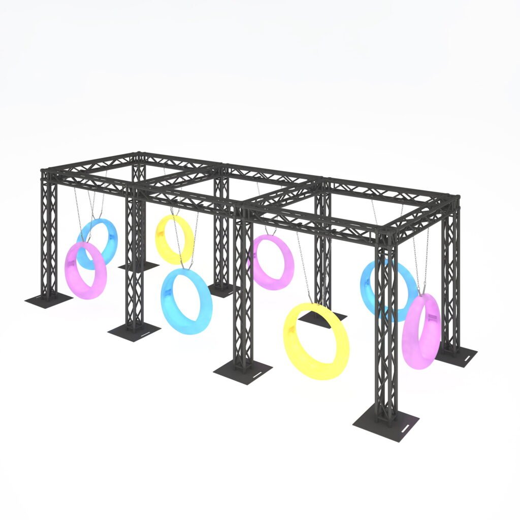 A set of 8 LED swing trusses