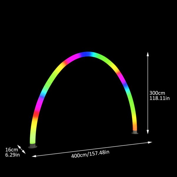 Dimensions of Rainbow Arch with RGB Lighting