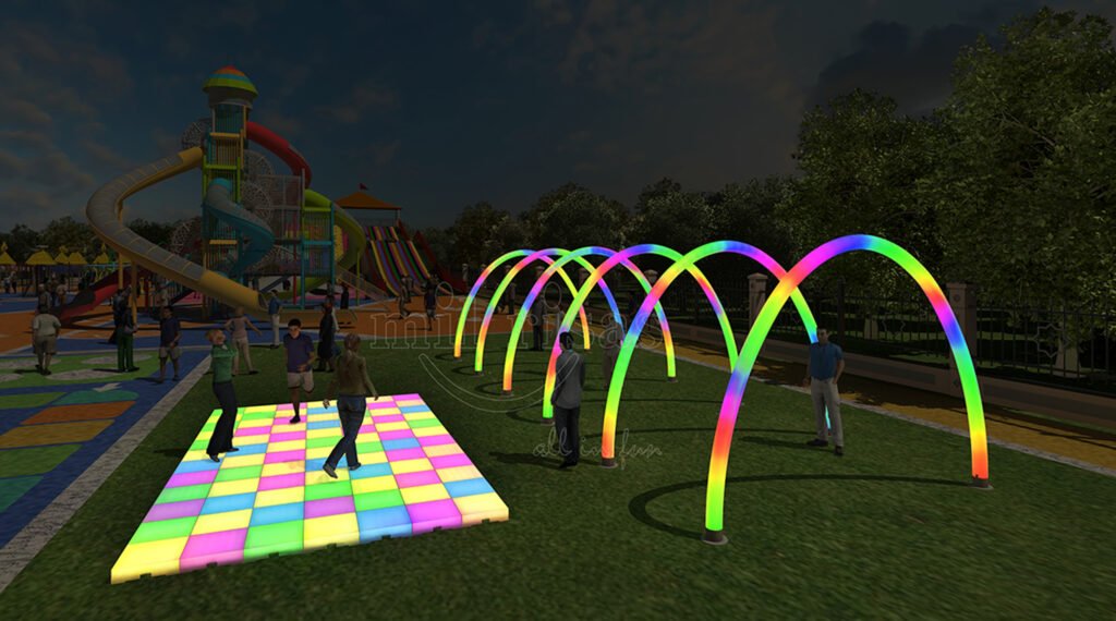 Pair your Rainbow Arch with RGB Lighting with Square LED Dance Floor Lights for a truly unforgettable event