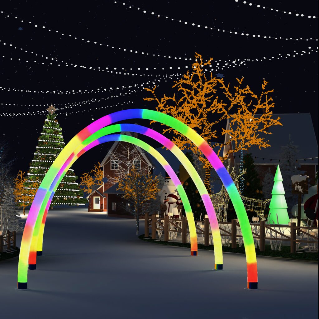 Rainbow Arch with RGB Lighting Elevates Your Christmas Party