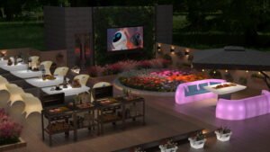Illuminated outdoor furniture for gardens events