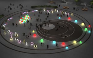Resilient LED Furniture for High-Traffic Environments in City Park Plaza