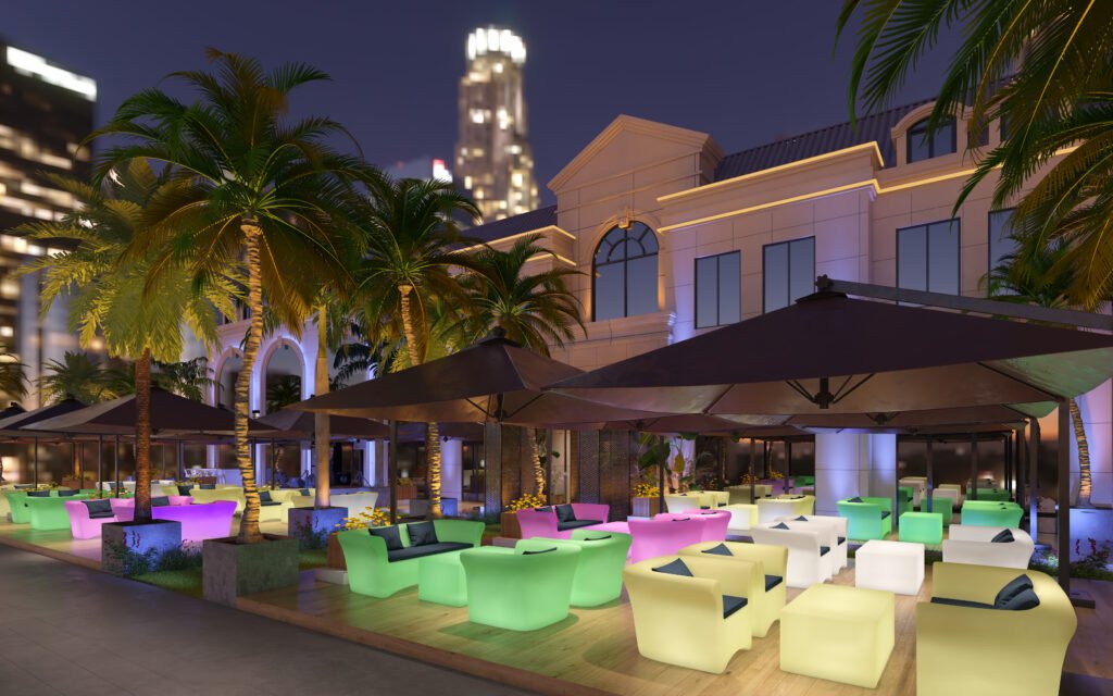 Resilient LED Furniture for High-Traffic Environments in Hotels and Resorts Outdoor Lounge Area