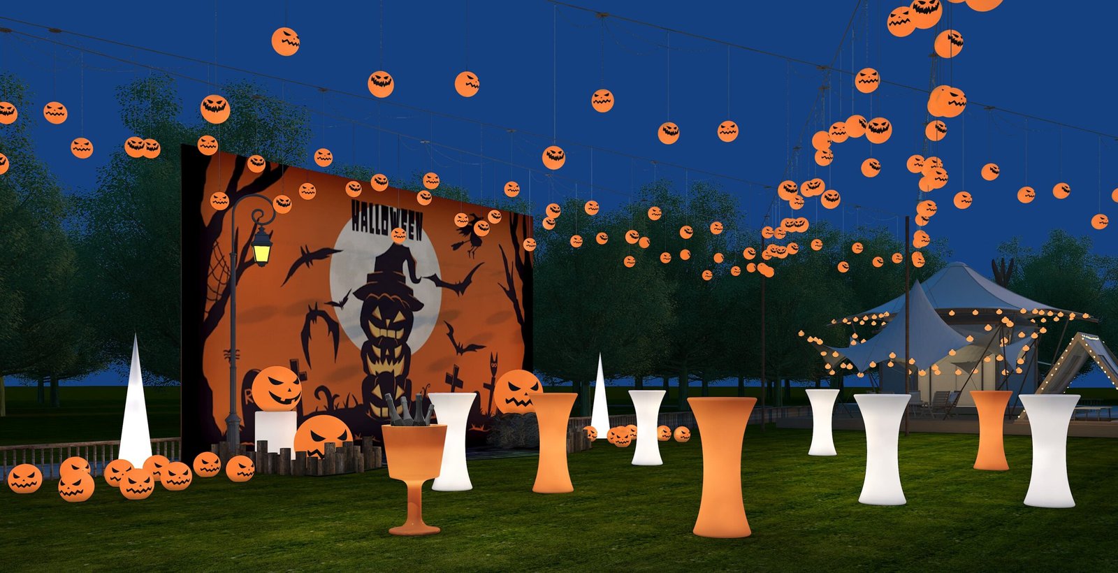 Corporate Outdoor Halloween Extravaganza with LED Light Furniture