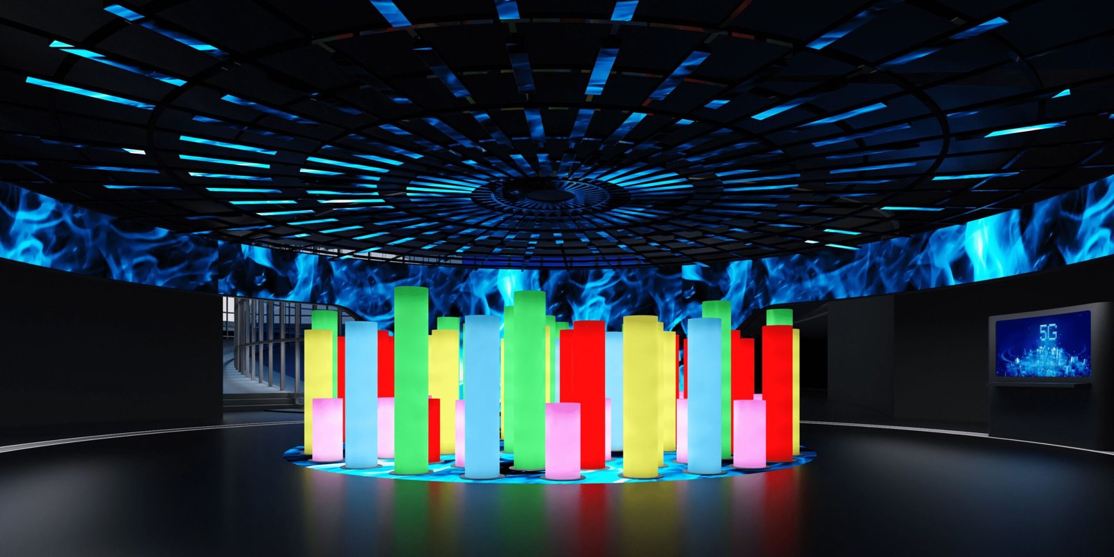 Science and Technology Museum Light Forest Theme with Cylindrical Column Floor Lamp Decor Lights Glow Furniture