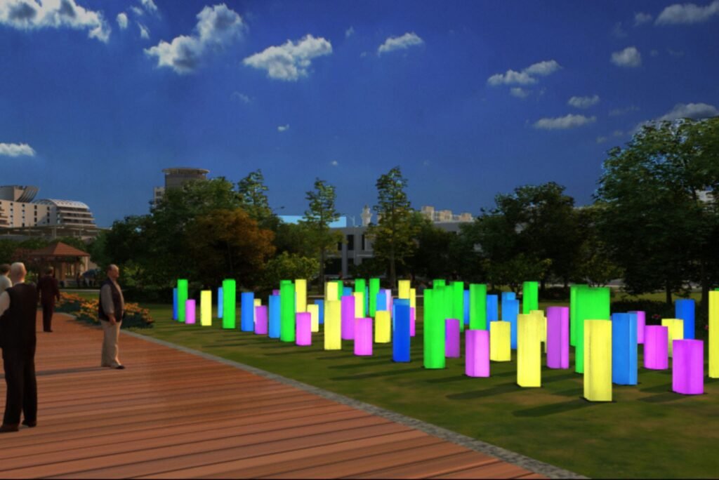 The urban public space of Light Forest Theme with outdoor event led furniture