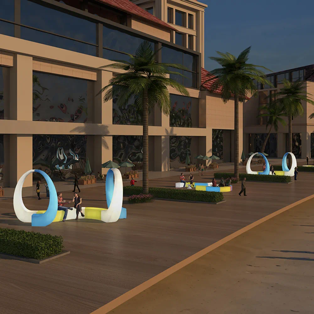 LED Curved Park Bench 3