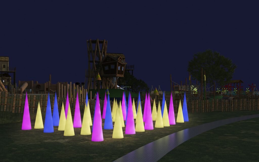 Transform Amusement Parks with Small LED Cone Floor Lamps