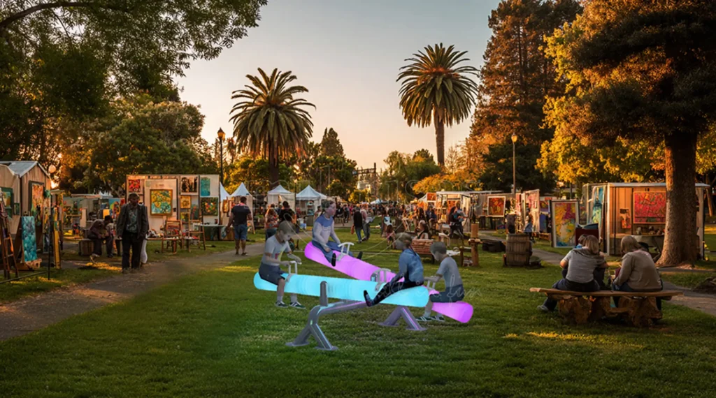 Interactive Double Seesaw with LED Lights for Vibrant Art Festival Experiences