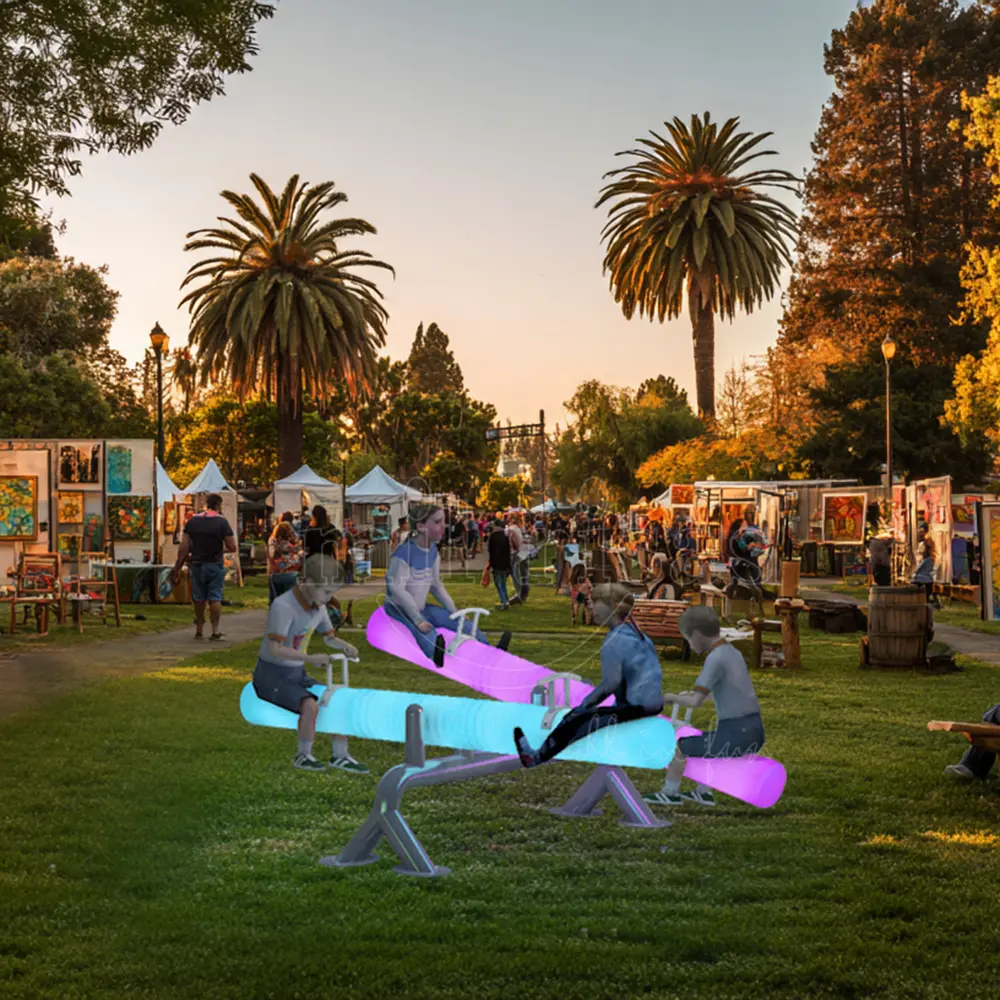 Park See Saw Wholesaler Commercial LED Glowing Seesaw for Outdoor Art Festival Night Events