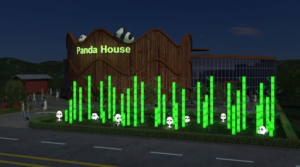 Enchanted the Panda House with Glowing Bamboo LED Landscape Lights