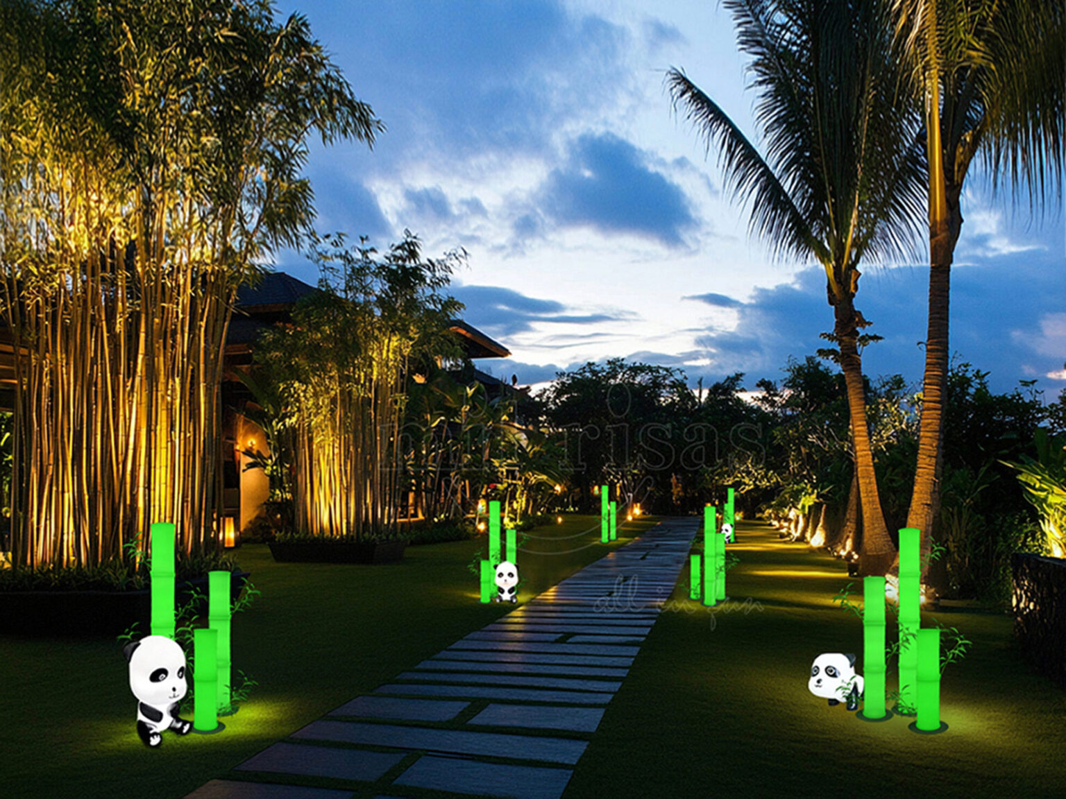 Luminous Bamboo RGB Lights for a Serene Resort Retreat