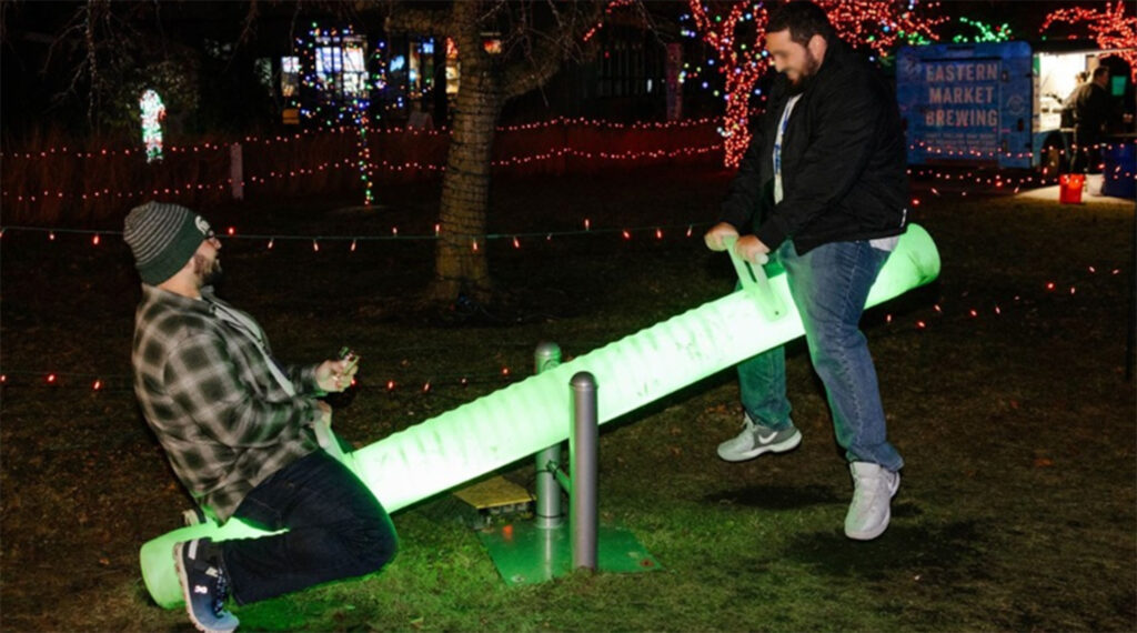 Nighttime LED Seesaw Delight for Visitors at Detroit Zoo