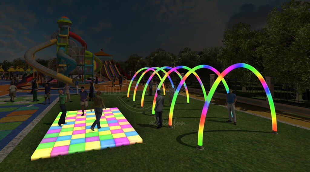 Pair Rainbow Arch RGB Lights with Square LED Dance Floor Lights for an Unforgettable Event