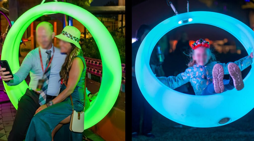 Visitors Enjoy LED Light Swings at Zoo