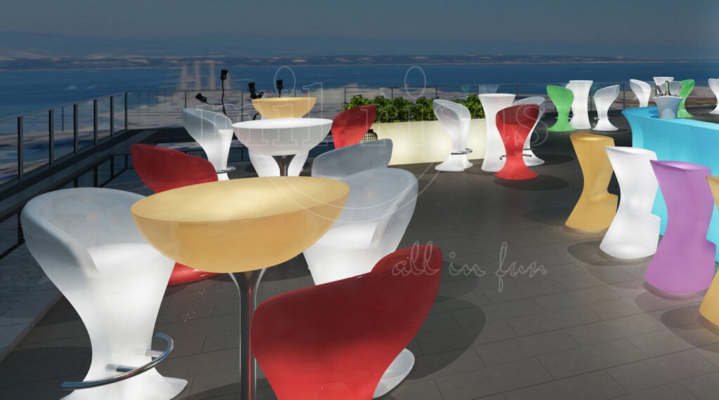 Brighten Rooftop Nightlife with Modern LED Bar Furniture Sets