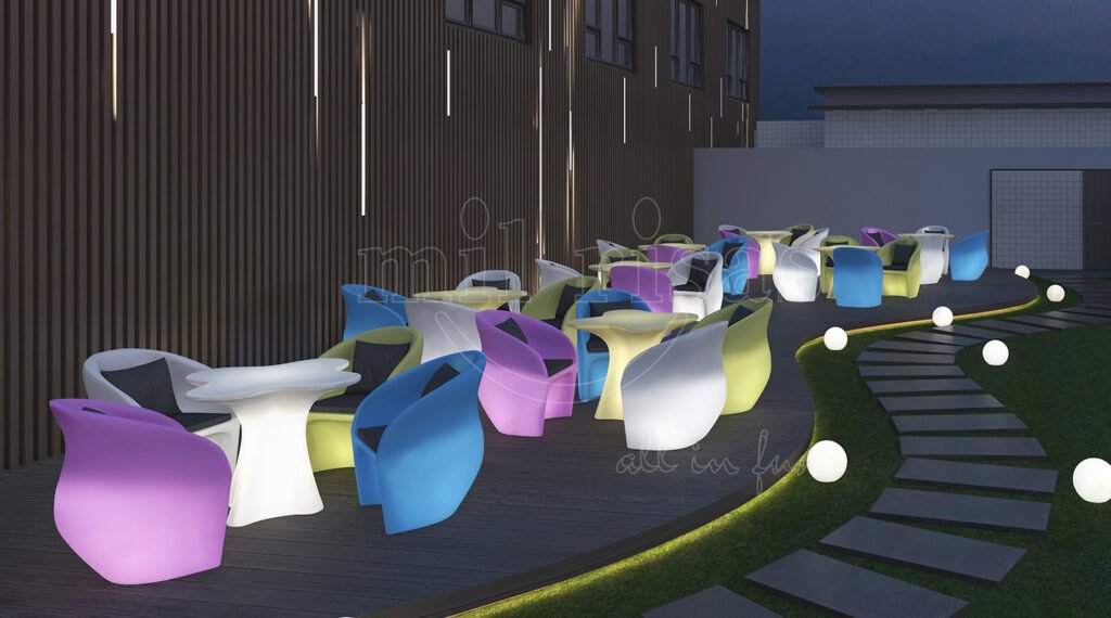 Create a Stylish Rooftop Café Vibe with LED Flower Table and Glowing Lounge Accents