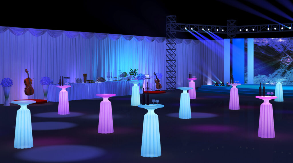 Adjustable LED Cocktail Tables with Rechargeable Design for Parties