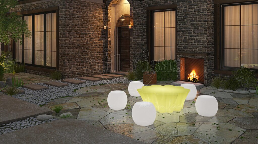 Customizable LED Furniture Creating Interactive Photo Spots at an Evening Market