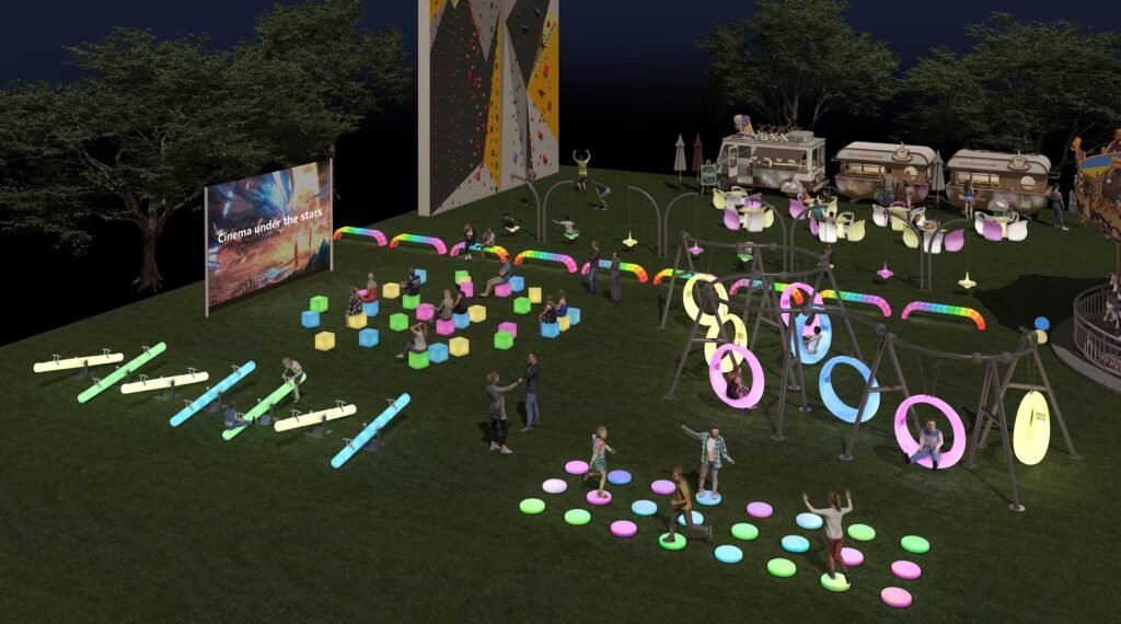 Engaging LED Furniture Setup for Interactive Guest Experiences