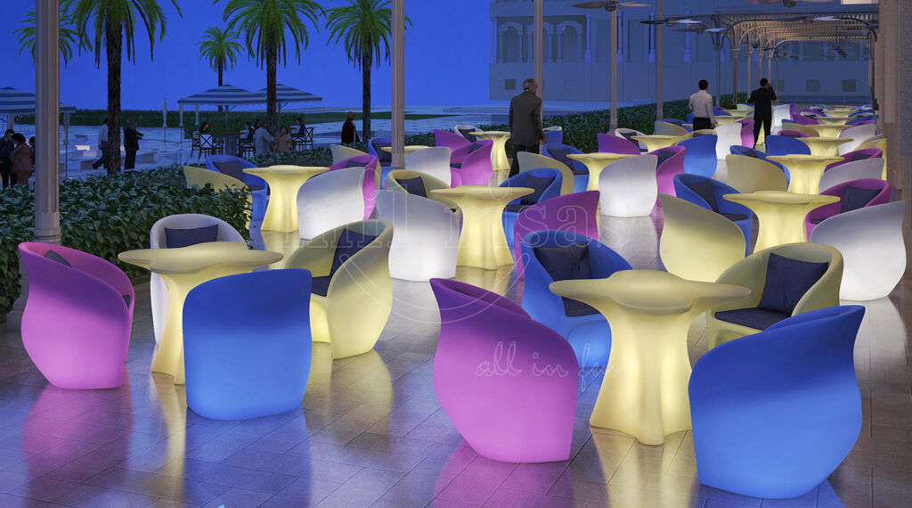 LED Dining Tables with Colorful Lighting for Modern Events