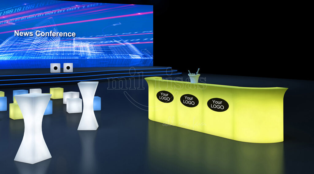 LED Podiums and Bar Tables Enhancing Stage and Bar Areas