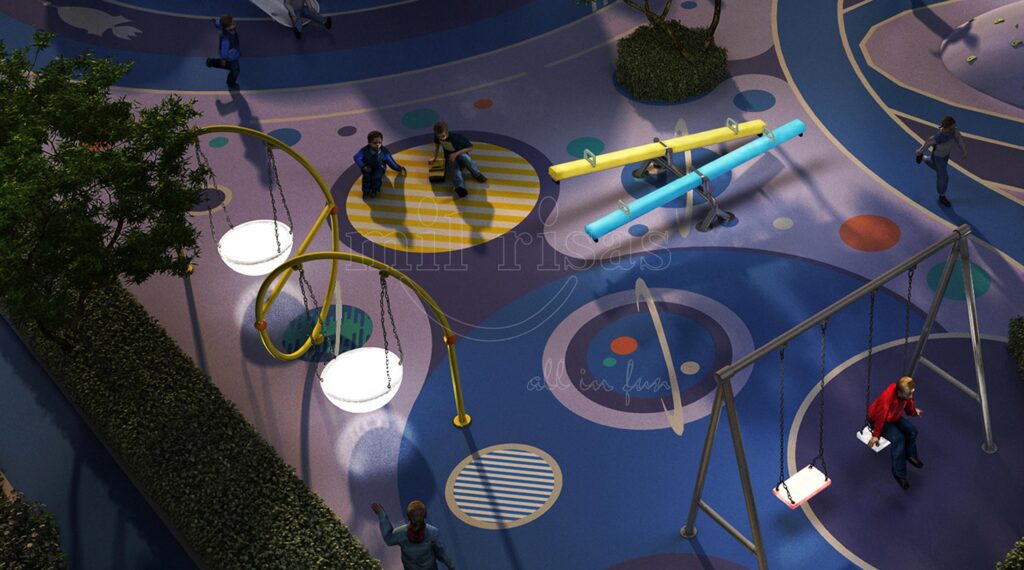 LED Swing with Vibrant Lighting Creating a Fun, Illuminated Outdoor Atmosphere