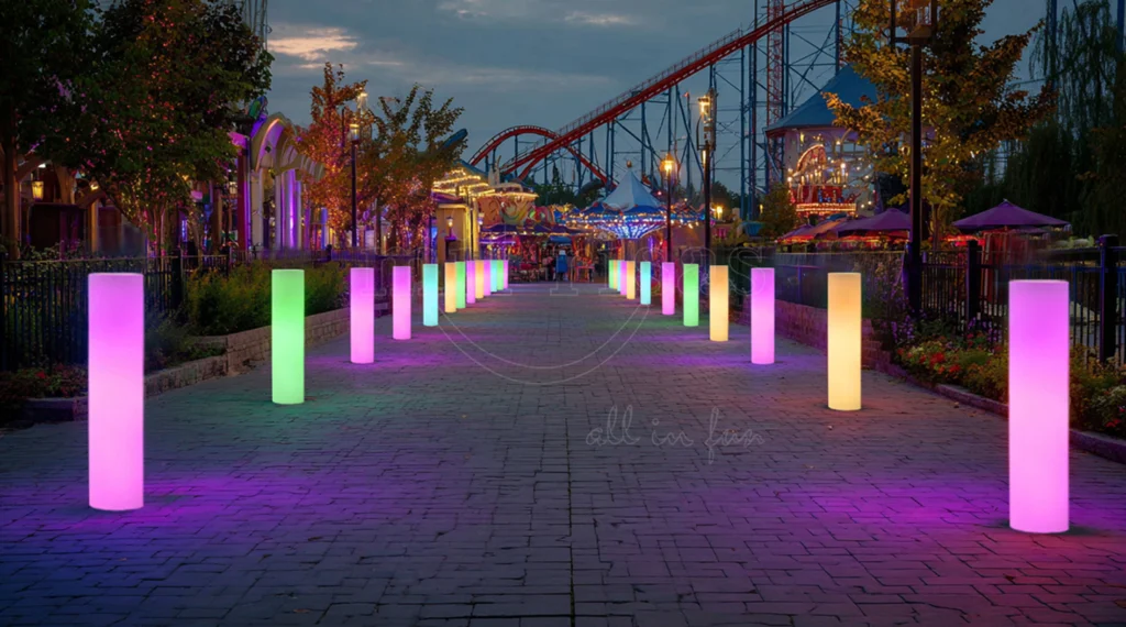 متاهة إضاءة خارجية غامرة مع أثاث LED وإضاءة ملونة وميزات تفاعلية