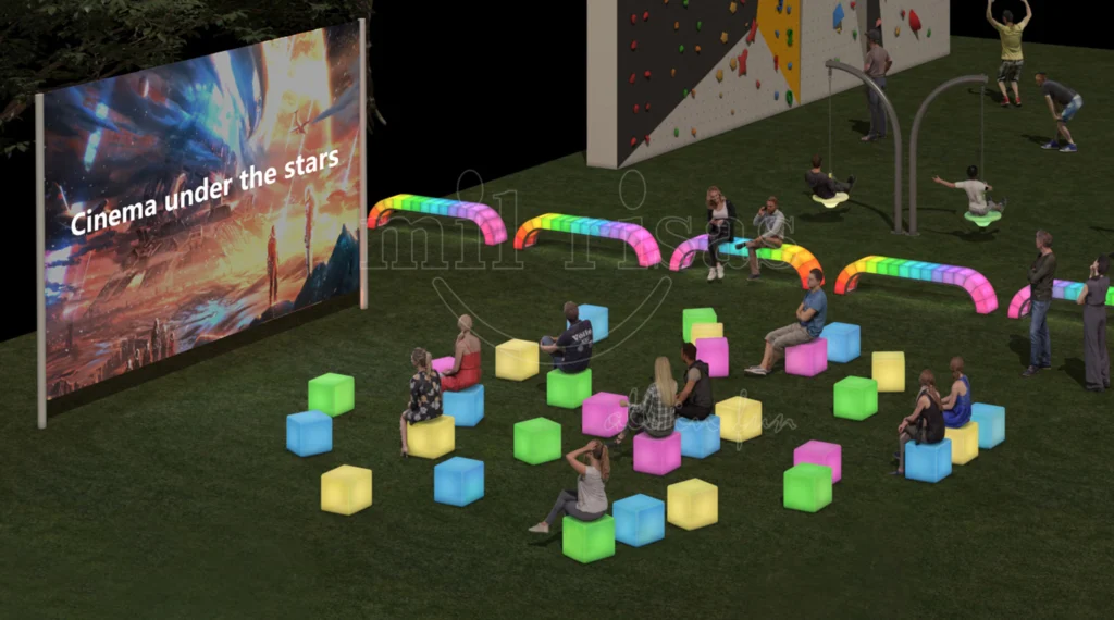 مكعبات LED الخارجية لتوجيه المسارات وتوفير مقاعد تفاعلية