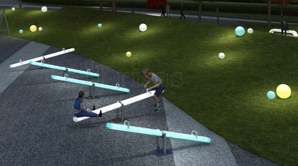 Adult Seesaw in Public Park