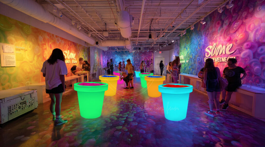 Kids Enjoying Glow Party Slime Bin at Party