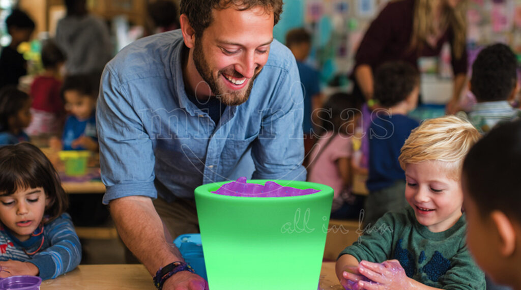 Kids Exploring Multi-color LED Sensory Slime Bin