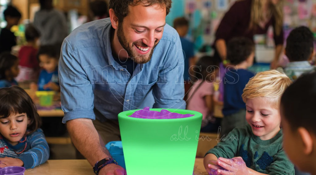 Contenedor de slime sensorial con LED multicolor para niños