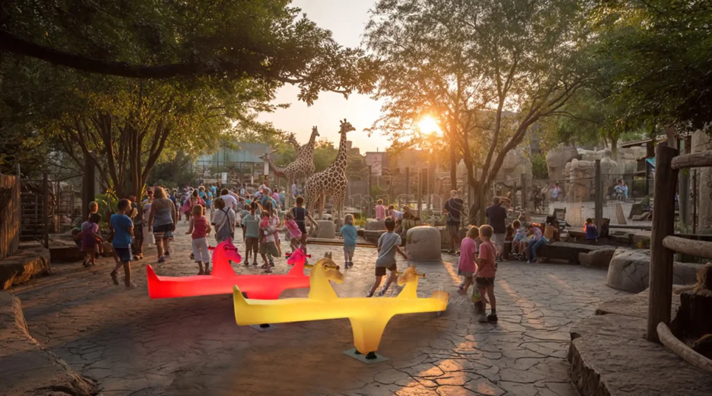 Glow Playground with LED Seesaw at Zoo for Families and Kids