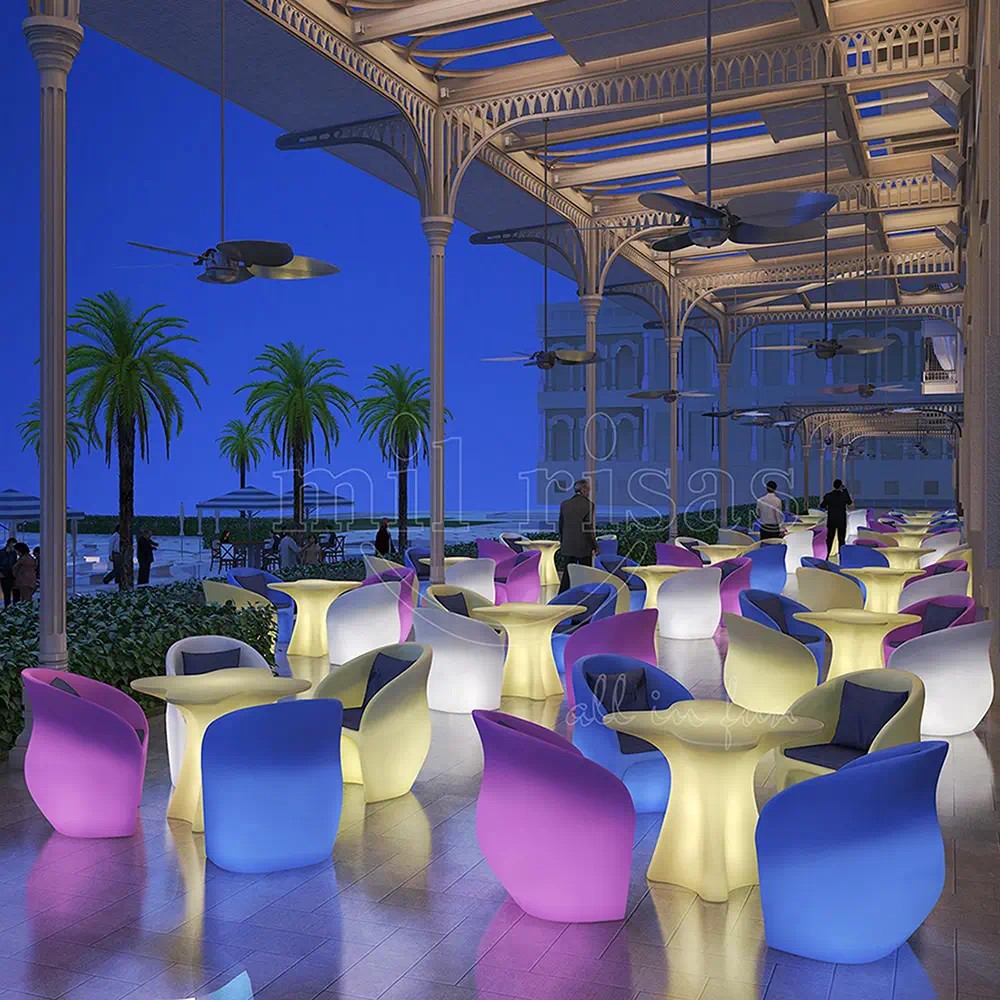 rechargeable wireless RGB LED flower shaped coffee table