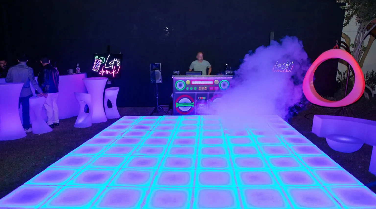 Glow Party with LED Dance Floor, DJ Booth, and Outdoor LED Glow Party Furniture