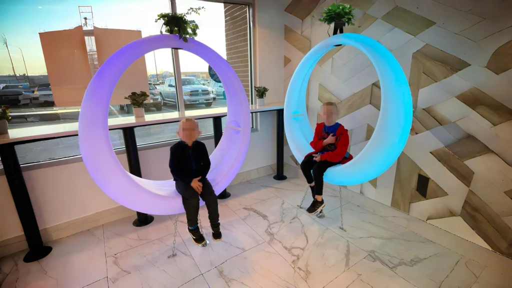 Decorative LED Circular Swing – Interactive Lighting and Playful Furniture for Modern Spaces