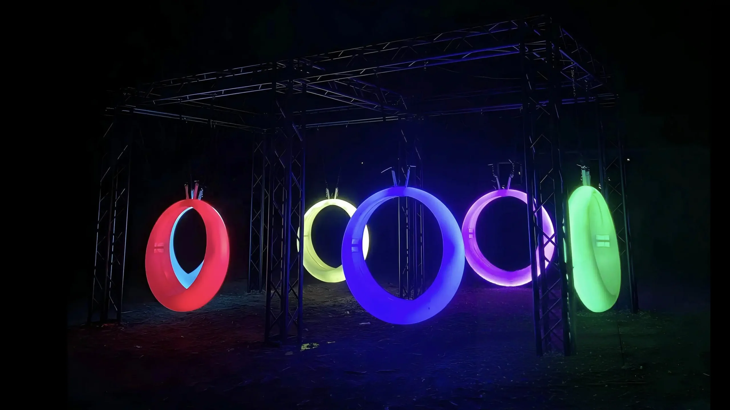 Glowing Nightlife Experience the magic of the LED swing at Fernwood Botanical Garden.