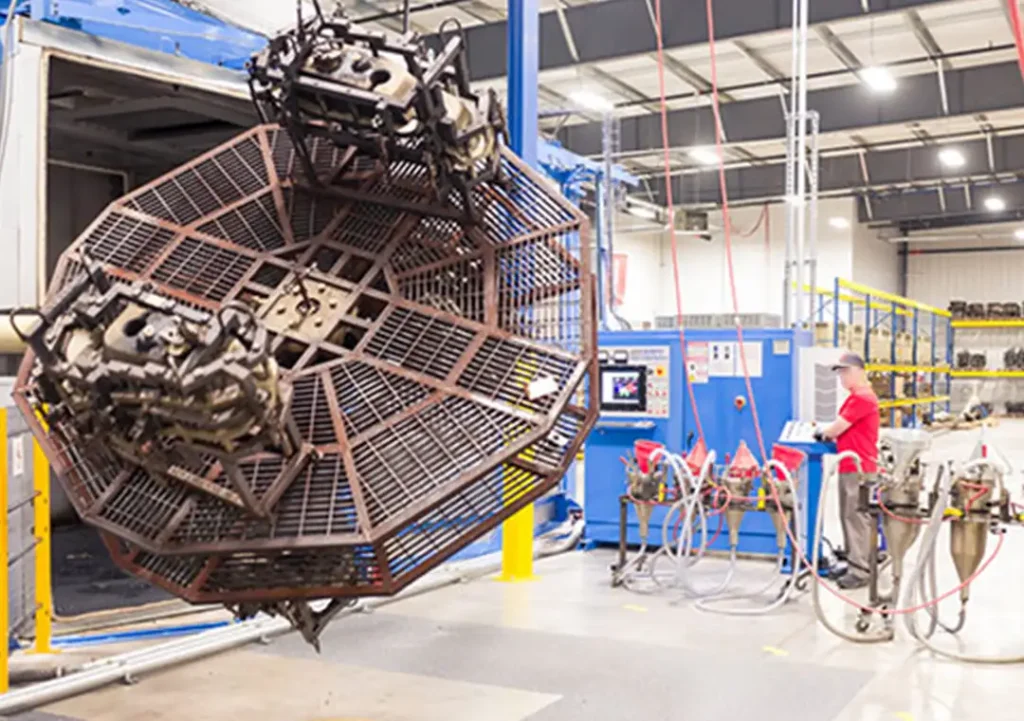 Automated Rotational Molding Mold Design with multi-arm cooling system.